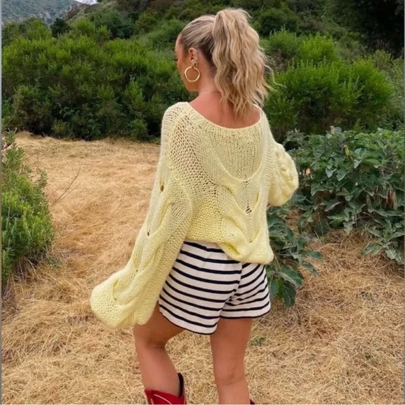 Rumored Soft Yellow Nonna Chunky Crew Neck Sweater - Picture 6 of 12